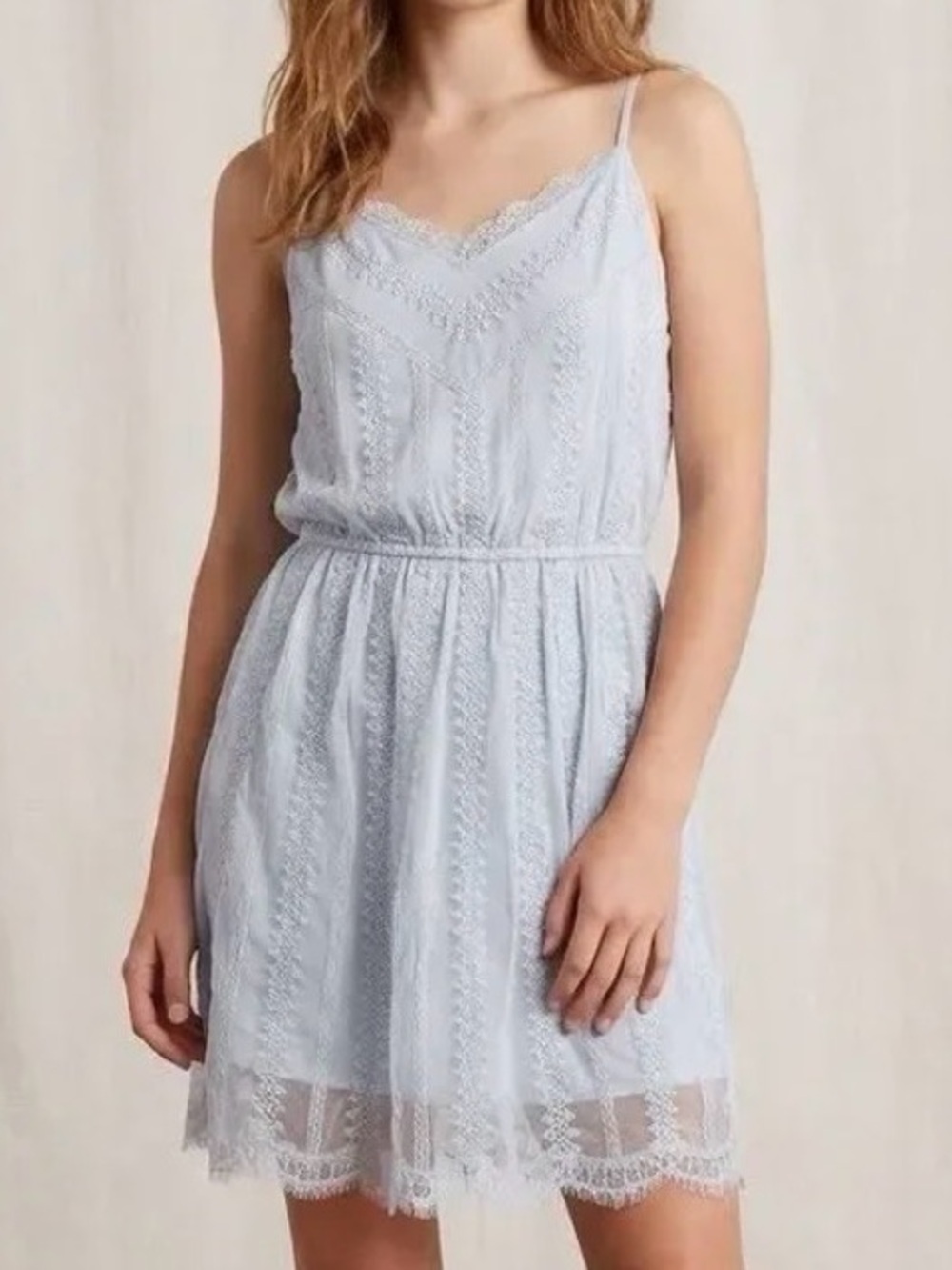Abercrombie & Fitch ice blue Lace-Trim Mini Dress